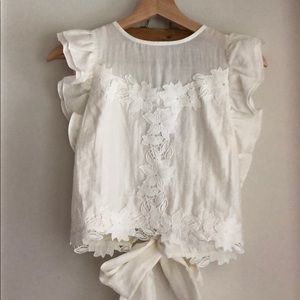 Chicwish white crochet trim open back crop top